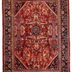 00029 - Antique Mahal Rug with Scrolling Palmettes and Leaves - 218 cm x 309 cm